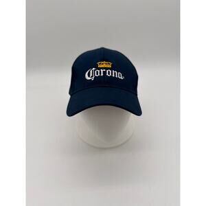 Corona Baseball Hat Embroidered Logo Navy Blue Adjustable Back Beer